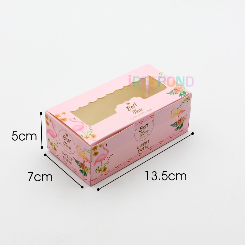 10 stk emballagekasse med pvc-vindue flamingo lyserød dekorationsfest favorit papir display pakke boks kage kasser bryllup: S