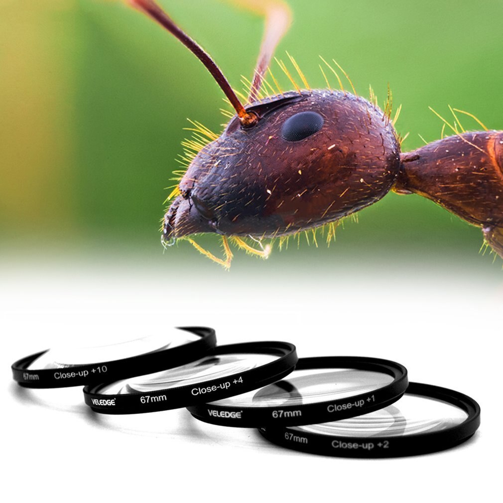 67 millimetri chiudere-su impostato di Filtri macro Fotografia Professionale Lenti kit + 1 + 2 + 4 + 10 magnificatoin Macchina Fotografica Optique Verre micro
