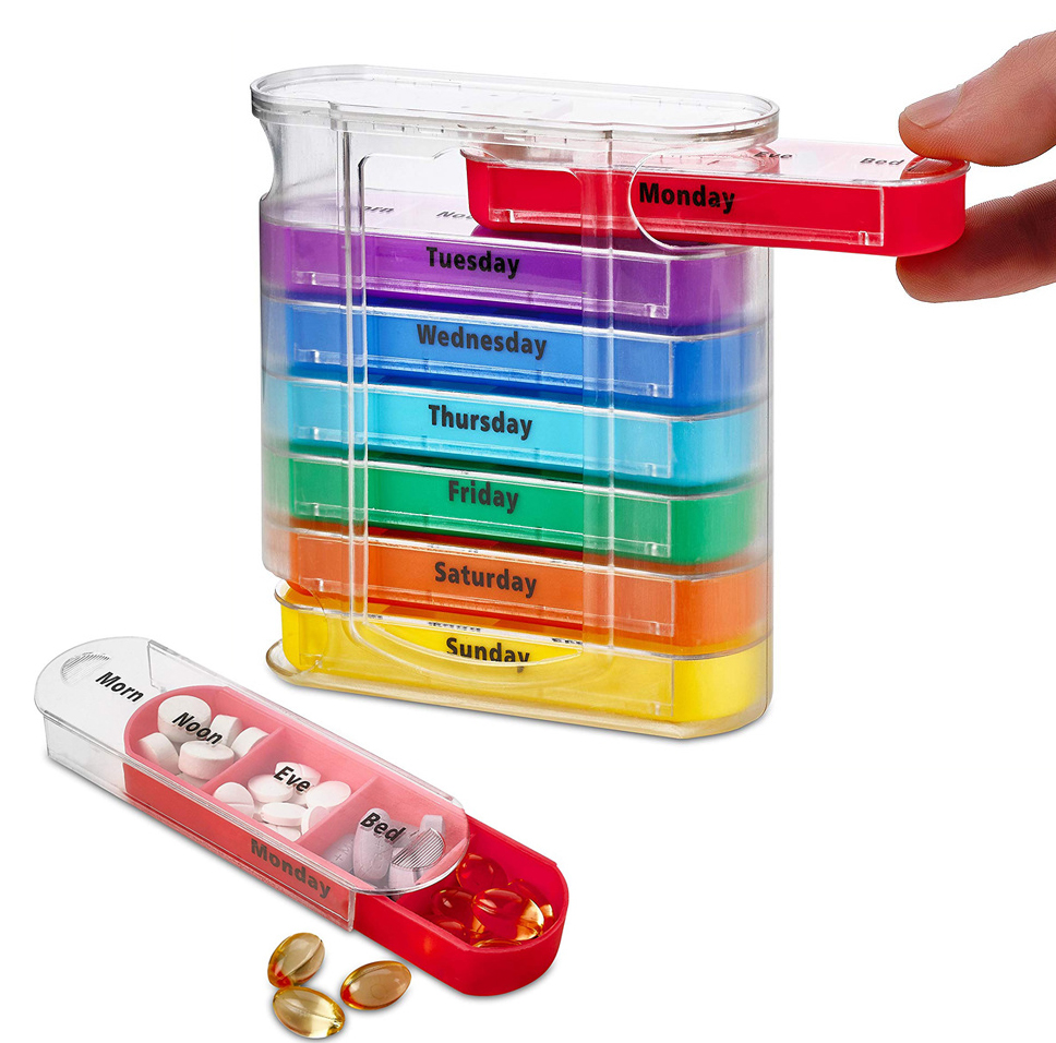 7 Days A Week /A Week 28 Compartments Portable Drawer Moisture-proof Plastic Pill Box Essential for Home Travel
