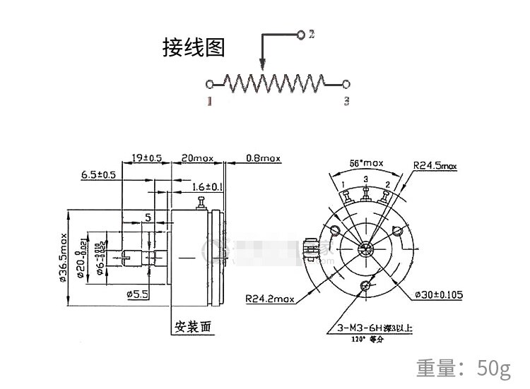 Hoekverdraaiing Sensor, Eerste Orde Rotatie, Cirkel, Omgekeerde Slinger, Hoek Precisie Potentiometer 5K 0.1%