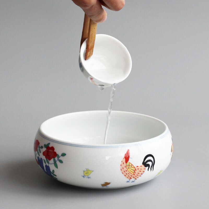 Kinesisk keramisk te sæt tilbehør te vask arkaistisk hane tekande tekop rengøringsbassin