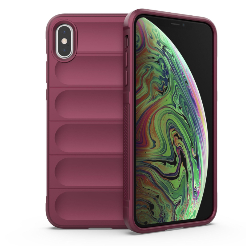 Funda para iPhone X XR XS Max, Funda trasera a prueba de golpes, Fundas de teléfono con armadura, Funda anticaída de silicona líquida: aluminio / Morado oscuro