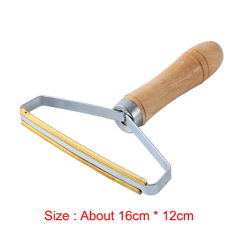 Draagbare Handmatige Haar Schraper Wollen Jas Scheerapparaat Removal Agent Brush Tool Ontharingscrème Bal Breien Pluche Tapijt Dubbelzijdig Scheermes: wood Handle