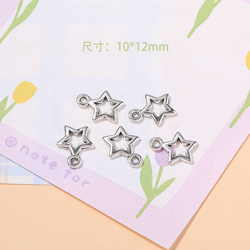 10 Uds. De colgante de estrella hueca de 12x10mm de Color plateado Retro para collar, pendientes, pulsera, fabricación de accesorios de joyería DIY
