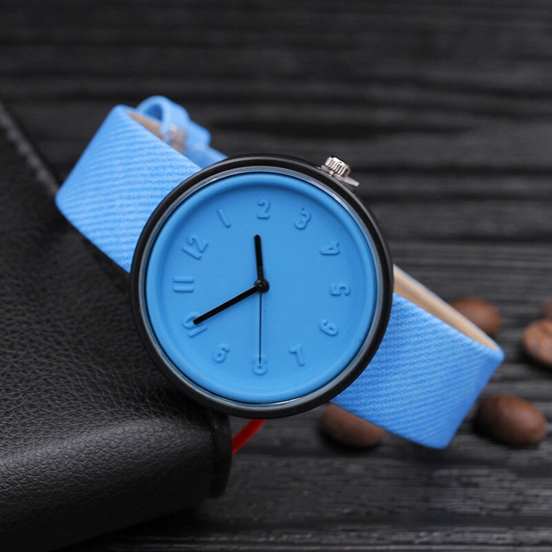 Watches For Women Unisex Simple Number Watches Quartz Canvas Belt Wrist Watch Girl Vintage Watches Relogio