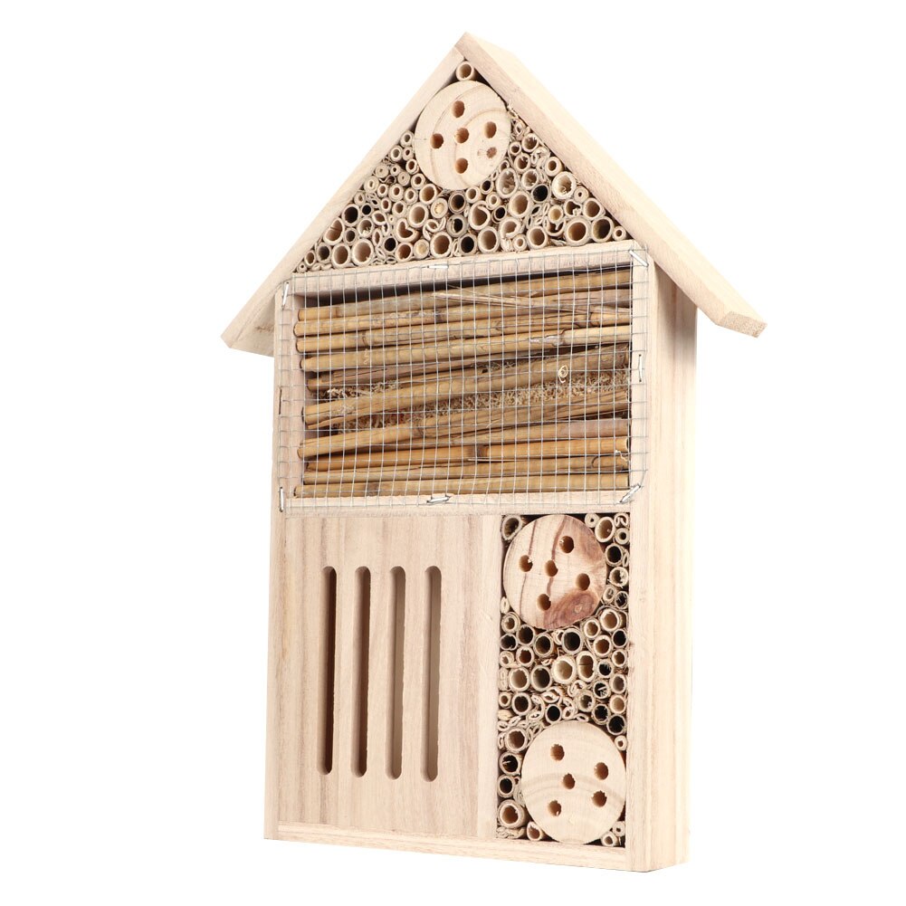 Insect Bee House Garden Outdoor Wooden Insect Bee House Wood Bug Room Shelter Nesting Box Decoration