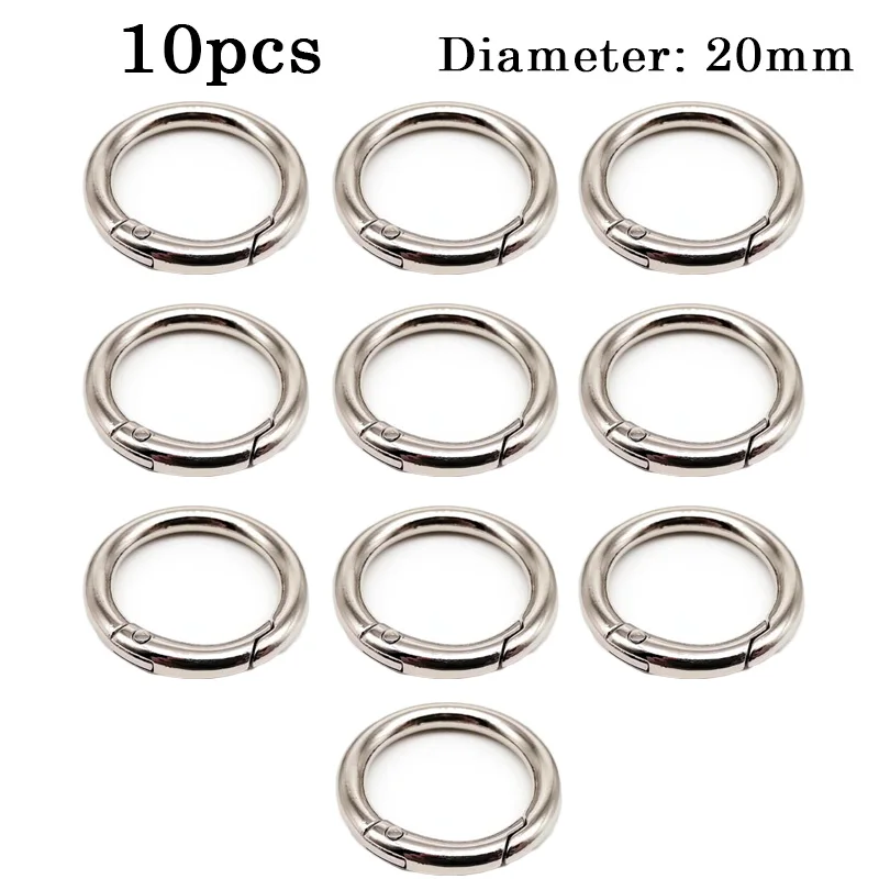 Fermoirs à ressort en métal, anneau torique, mousqueton ouvrable, porte-clés, anneaux, Clips de sac, crochet, chaîne de chien, connecteur de boucles pour bijoux à faire soi-même: WHITE