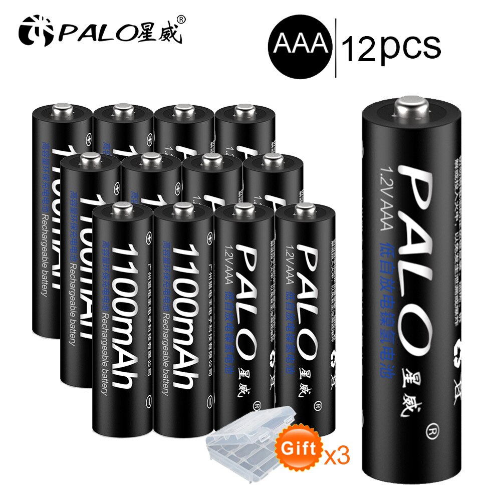 PALO-pilas recargables AAA ni-mh para linterna de juguete, 1,2 v, 1100MAH, 3a, 4 Uds.: 12pcs
