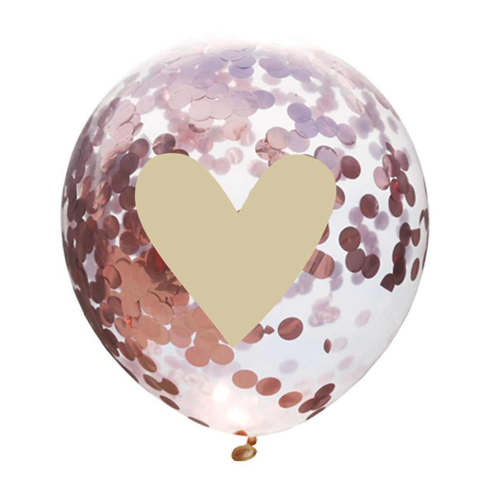 5 pçs rosa ouro confetes balões coração impressão látex balões globos diy casamento chá de fraldas decoração festa de aniversário suprimentos