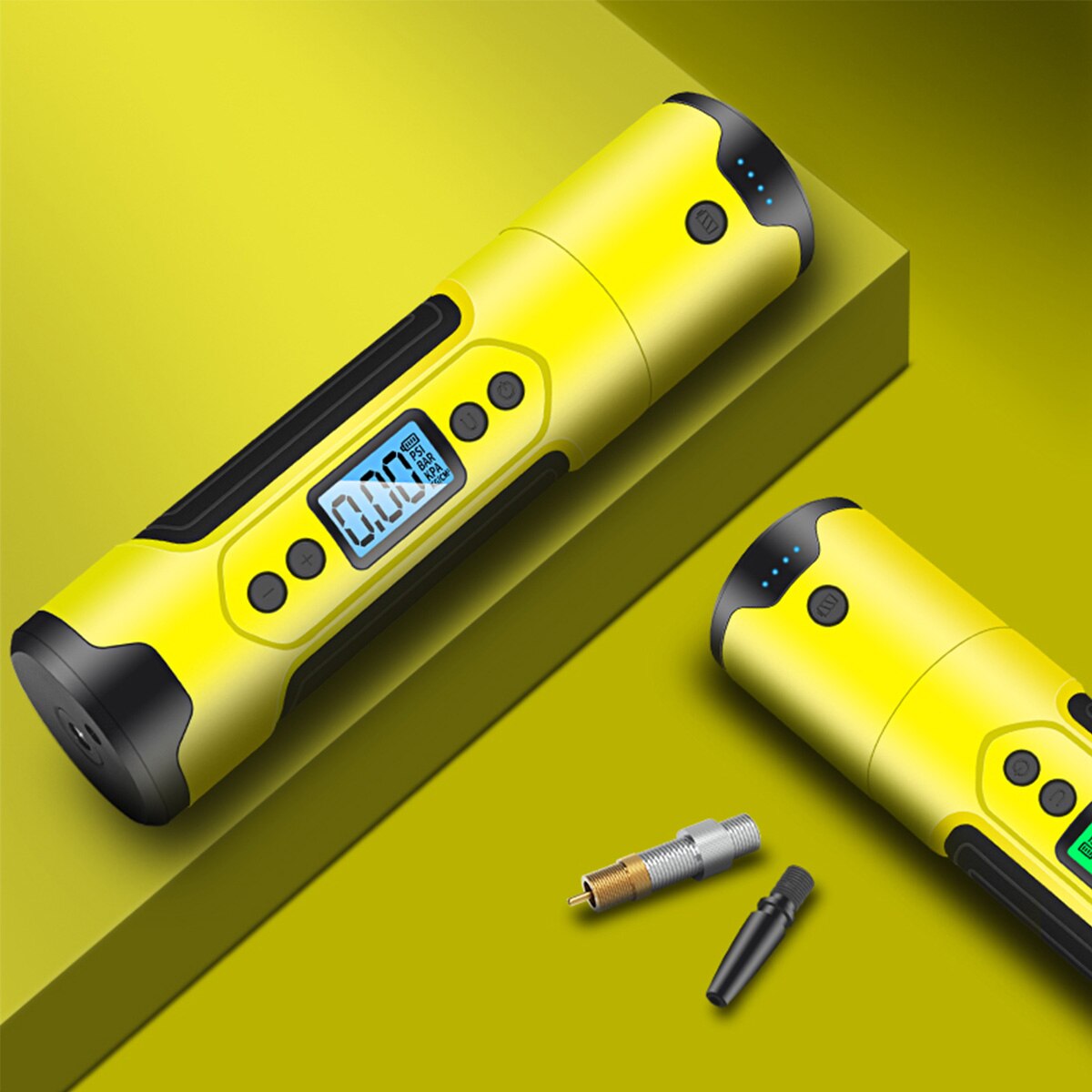 35L/min cordless portable air compressor 150PSI car electric bicycle tire pump, with digital LED light power supply: Yellow