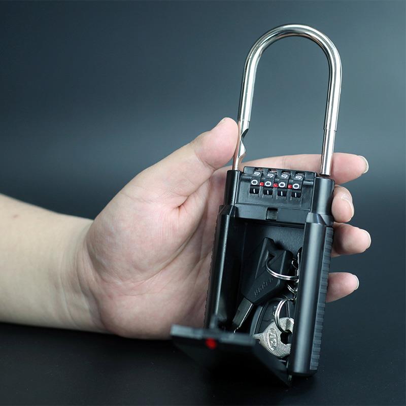 Keyed Locks Secret Security Padlock Key Storage Box Organizer Zinc Alloy Safety Lock with 4 Digit Combination Password