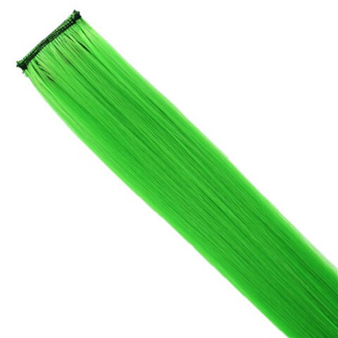 Extension synthétique longue lisse 20 pouces-Sallyhair | Postiche à pince une pièce rose jaune bleu violet pour femmes: Fluorescent green