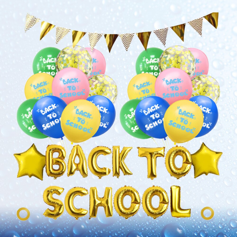 1 Set of 37Pcs Back to School Letters Balloon Set Back-to-school Season Latex Balloon School Classroom Layout Balloon D