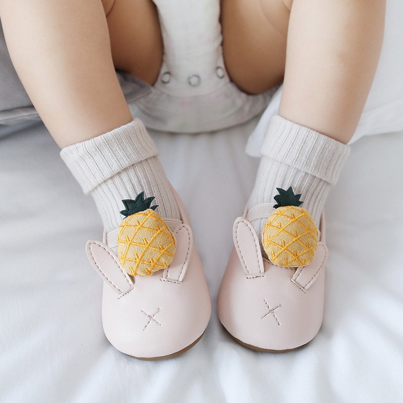 0-18 Months Cotton Children's Socks Baby Cartoon Fruit Rubber Anti Slip Floor Infant Socks Kids Toddlers Autumn Spring Stock: grey / 9-18M