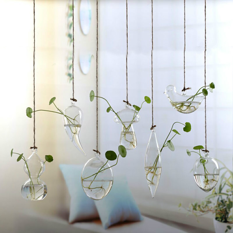 Flower Hanging Vase Glass Planter Plant Terrarium Container Garden Home Wedding Decor