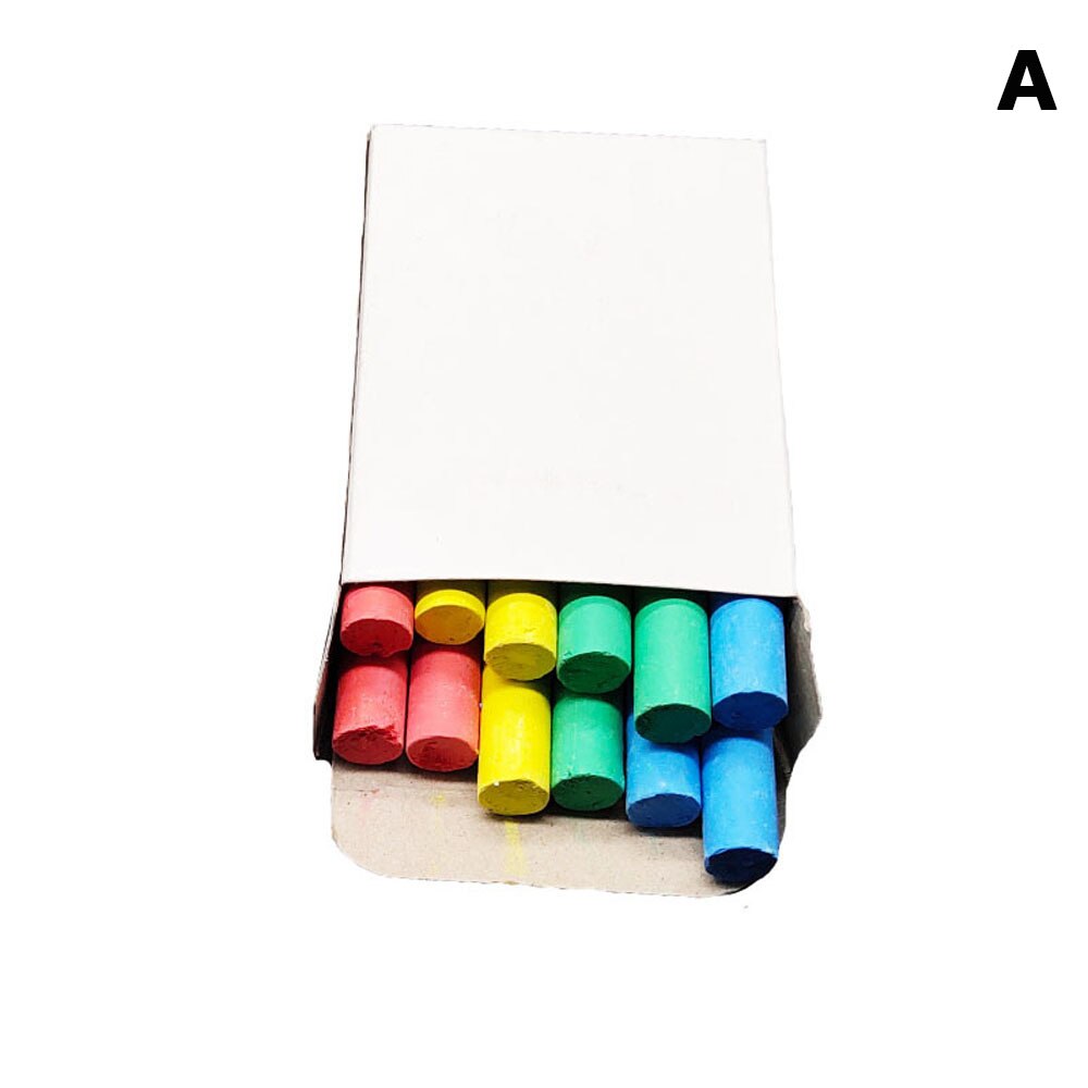 12 Sticks Coloured Chalk Sticks Blackboard Pavement Kids Childrens Art Craft Colour: A