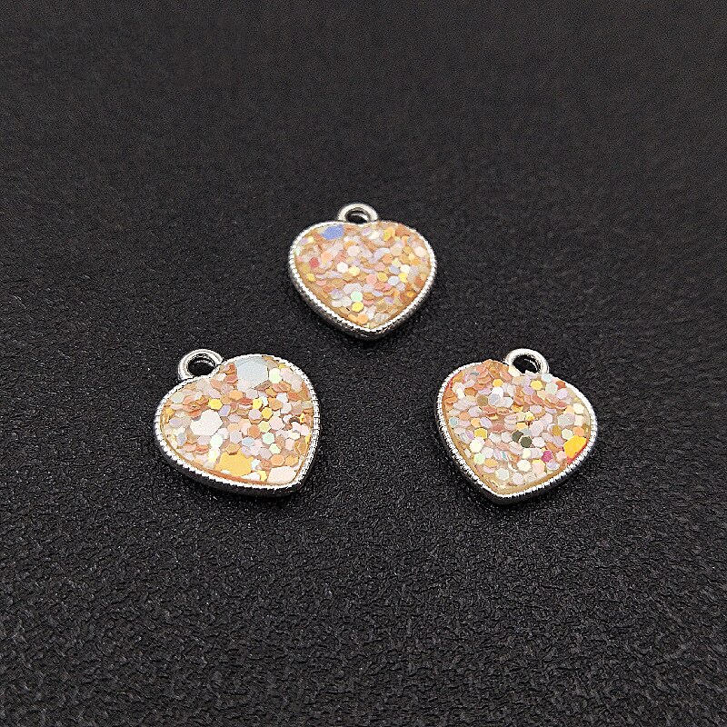 Breloque en forme de cœur rose, 50 pièces, pour boucles d'oreilles ou pendentifs de collier et accessoires de bijoux faits à la main, LX31-HZ634