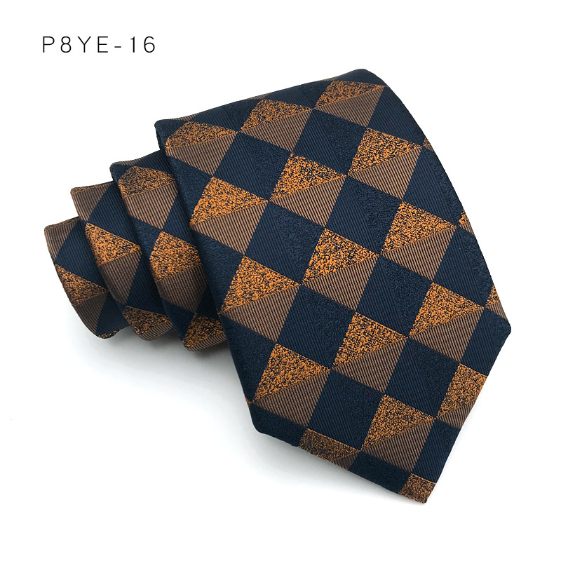 Corbata de lujo de 8CM para hombre, corbatas a rayas para hombre, novio, padrino de boda, corbata tejida de Jacquard, accesorios formales para de negocios: Oro