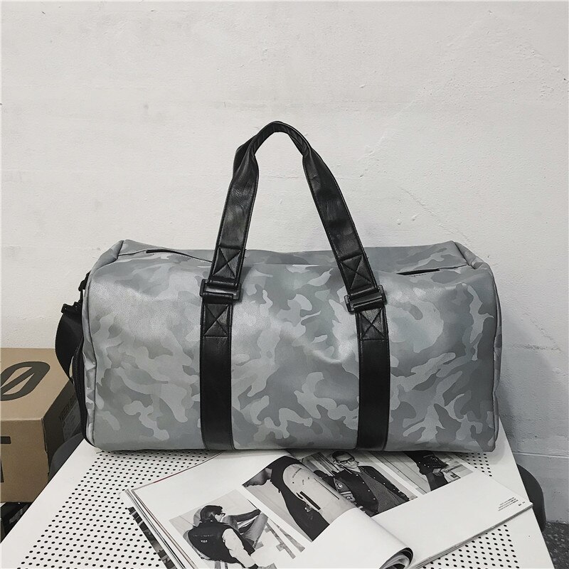 Bolsa de viaje de camuflaje de gran capacidad, bolso de ejercicio Diagonal de un solo hombro, novedad, Otoño/Invierno: Gris