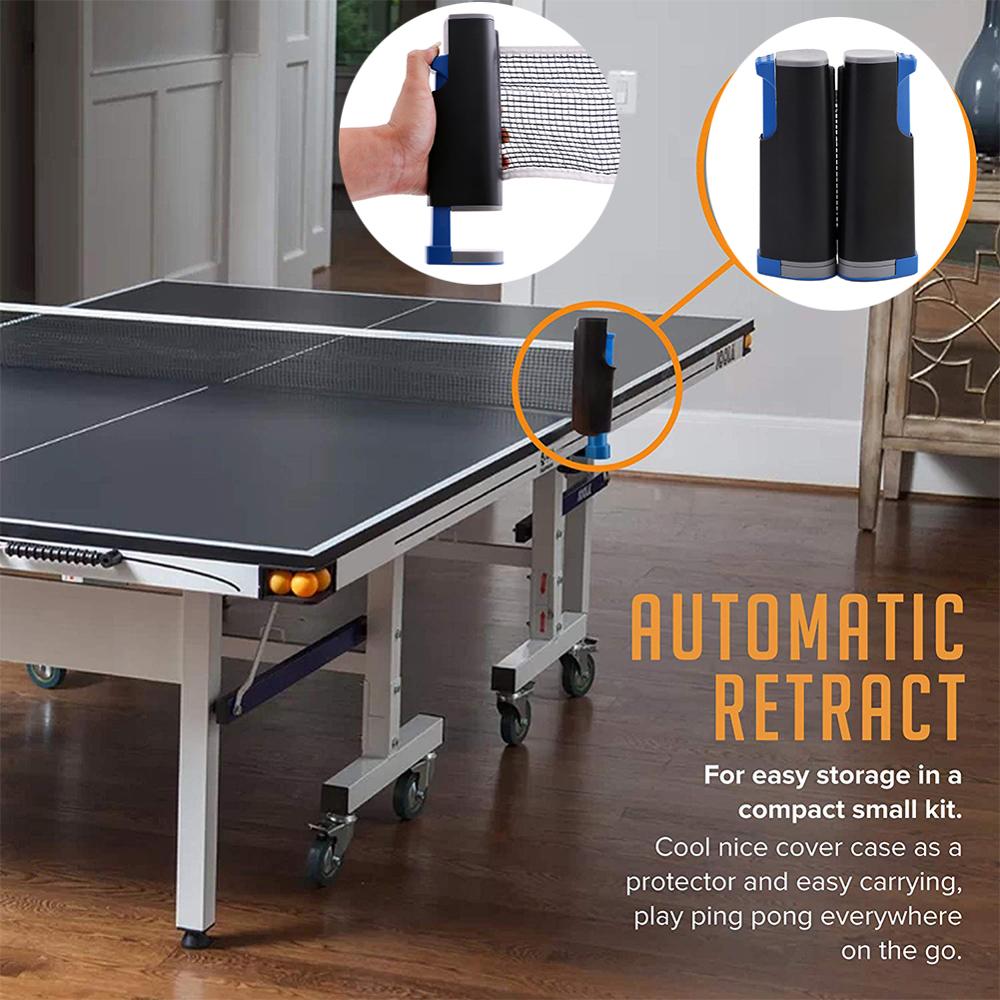 2 st portabelt bordtennisracket med pennhållare med 1 st infällbart nät och 3 st pingisbollar för inomhuslek utomhus