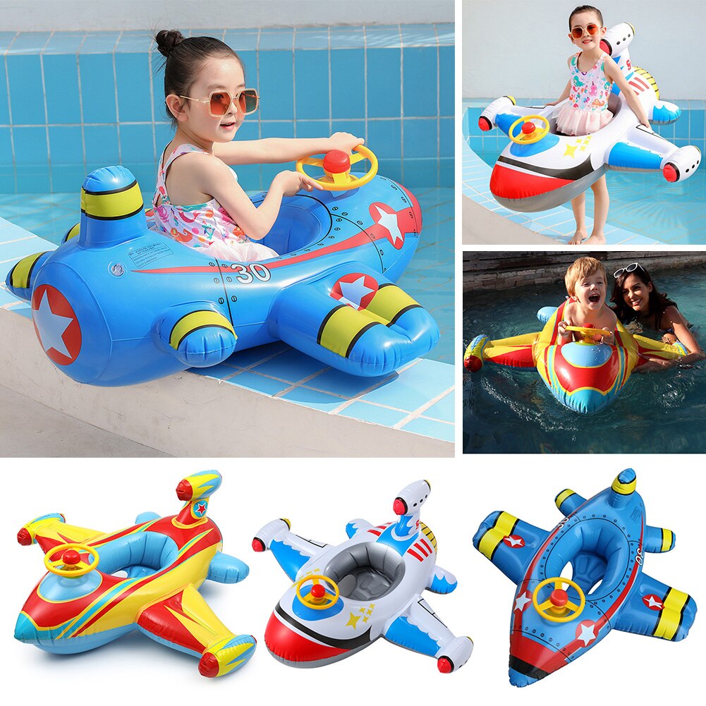 Kalolary Inflatable Baby Pool Float With Canopy – Parent-Child Swim Seat With Steering Wheel & Horn For Toddlers