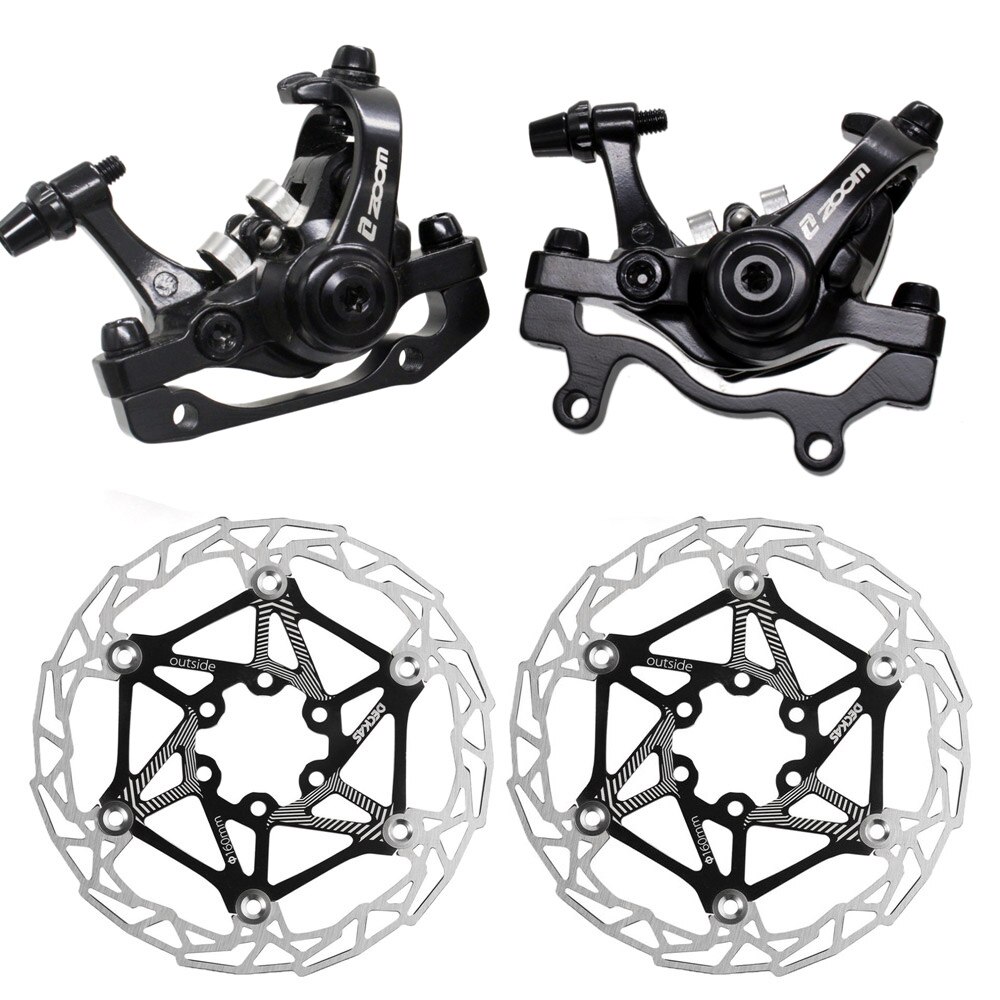 Zoom aluminiumslegering cykel bag skivebremse sort mountain road mtb cykel mekanisk tykkelse skivebremser cykling dobbelt bremse: 680 sorte rotorer sorte