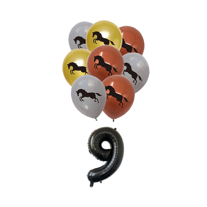 Decorazione per feste a tema cavallo impostato di palloncini con numero di cavallo Stoviglie usa e getta Tema cowboy Compleanno Forniture per bambino doccia Bomboniera per bambini