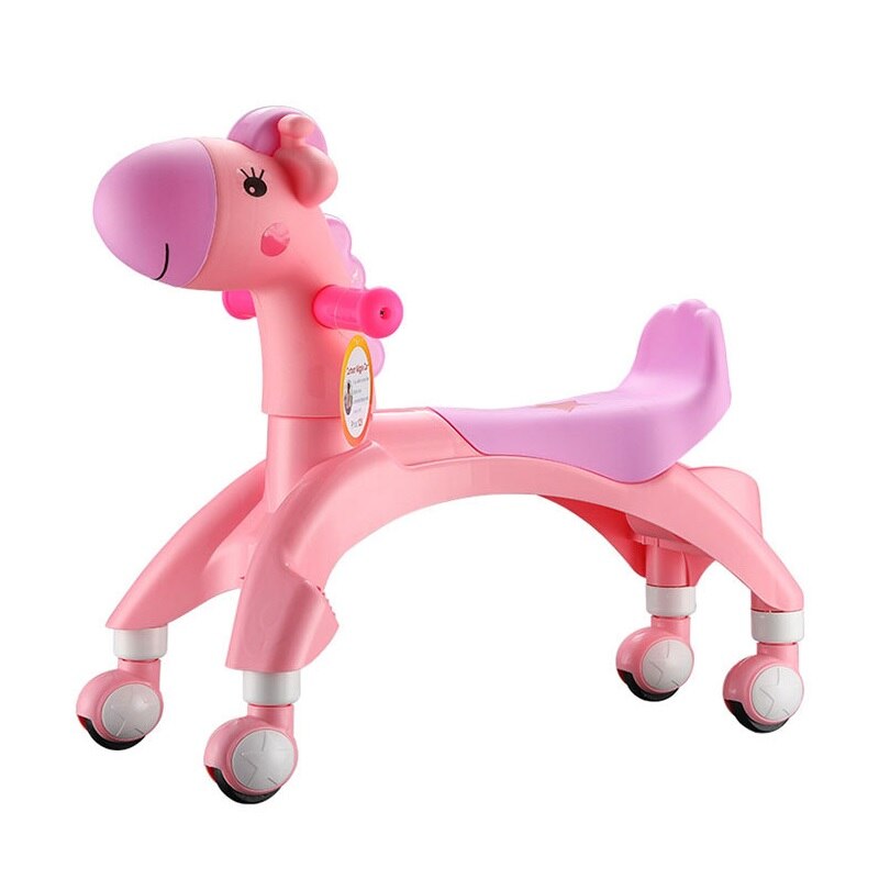 Bicicleta de equilibrio de dibujos animados para bebés y niños pequeños, juguete para aprender a caminar por primera persona: Rosa