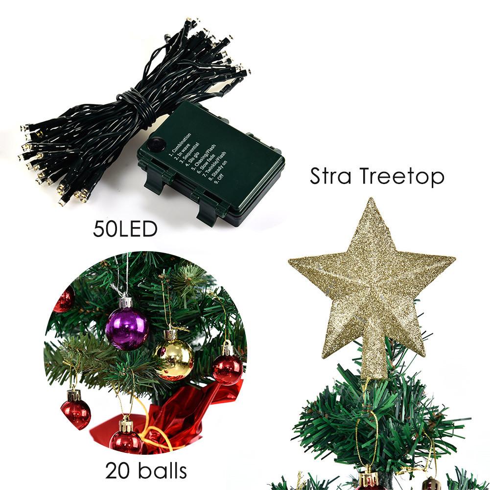 24inch Christmas Tree Set with 50 LED Lights DIY Ornaments for Christmas Party Decorations