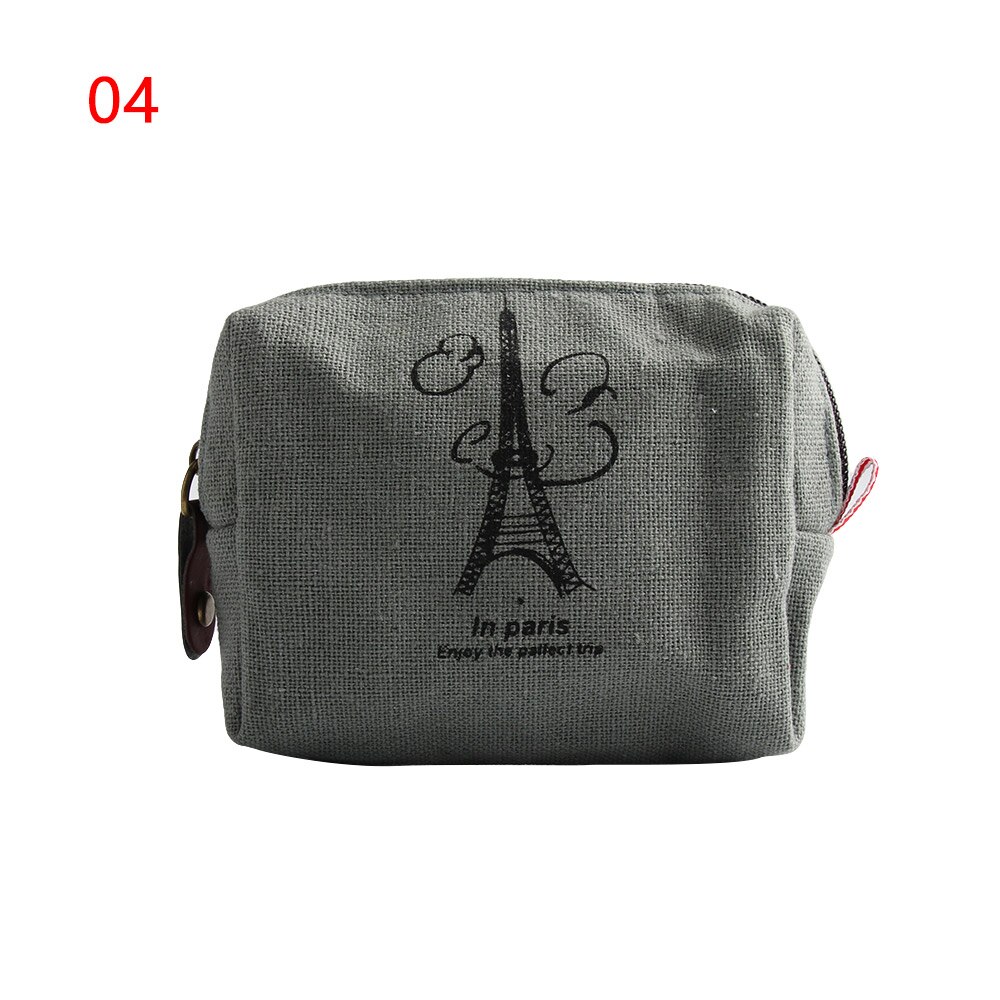 Retro klassisk lærred mønt taske pung til kvinder pige lynlås tegnebog lille mønt pung taske holder mini nul pung: 4
