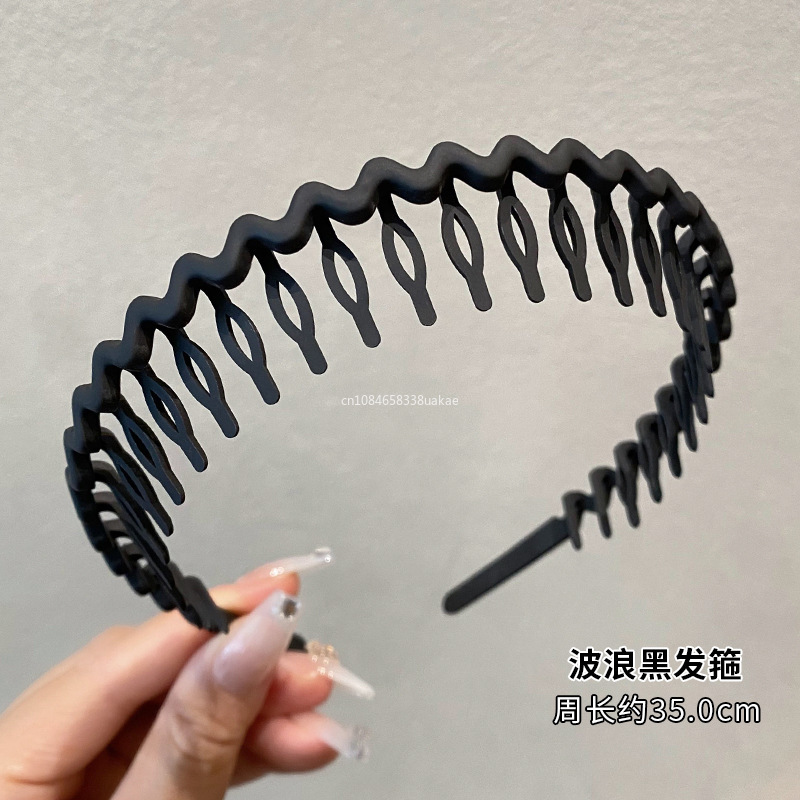 Diademas onduladas de Color sólido para mujer, peines antideslizantes dentados a la , accesorios para el cabello, diademas deportivas para lavado de cara para niña, 1 ud.