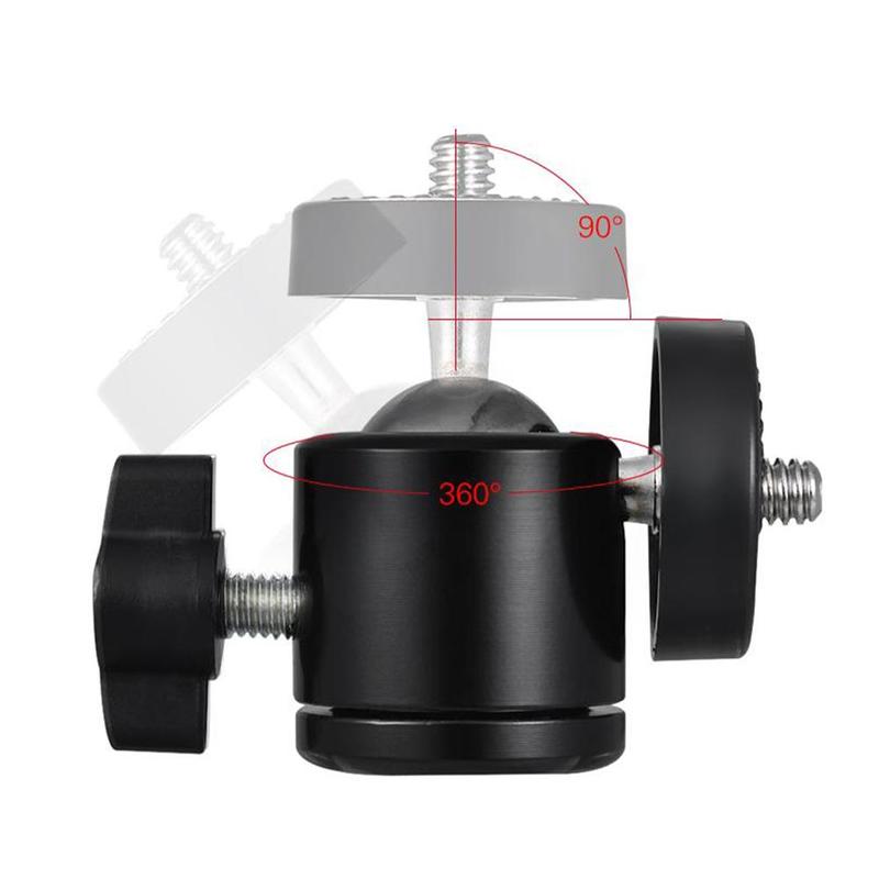 Mini trépied Flash à vis de 1/4 pouces, support d'adaptateur de montage pour caméra, support de montage de boule noir