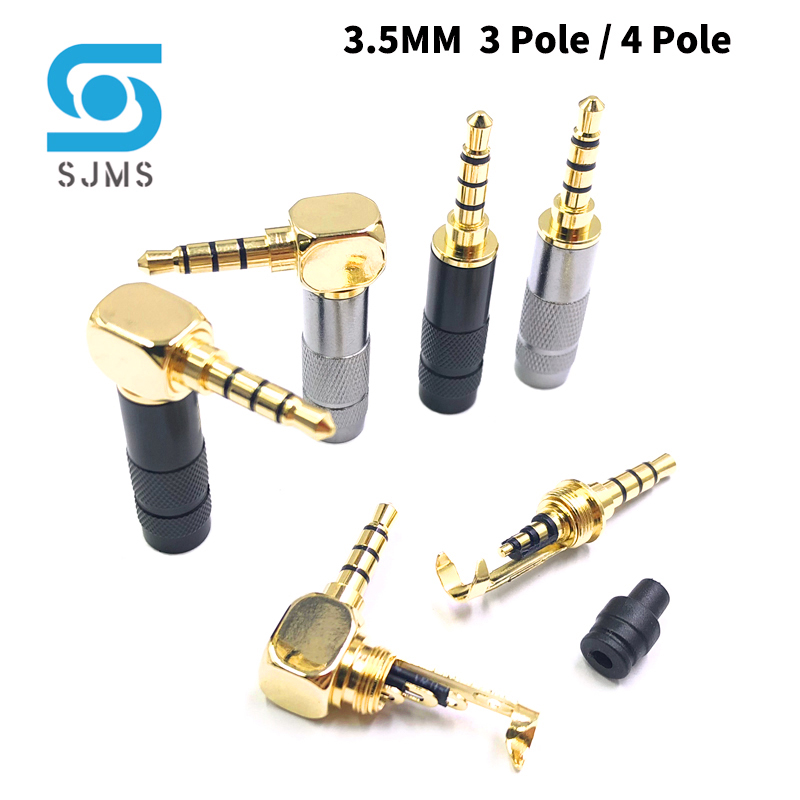 Vergulde Stereo Met Clip 3.5 Mm 3-polige 4-polige Reparatie Hoofdtelefoon Jack Plug Kabel Audio Plug Jack Connector Solderen Diy 6Mm