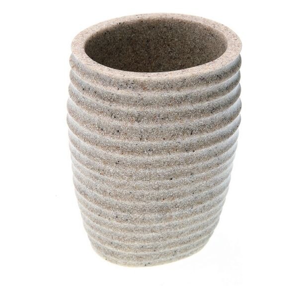 Tazza rotonda in gres con decorazione a foglie - kaki - Tendance