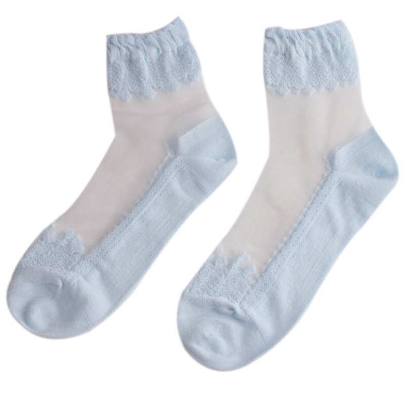 Calzini Donna Caviglia - Rete Pizzo Ruffle - Cotone Morbido Sheer - Yoga Fitness Palestra: Blu