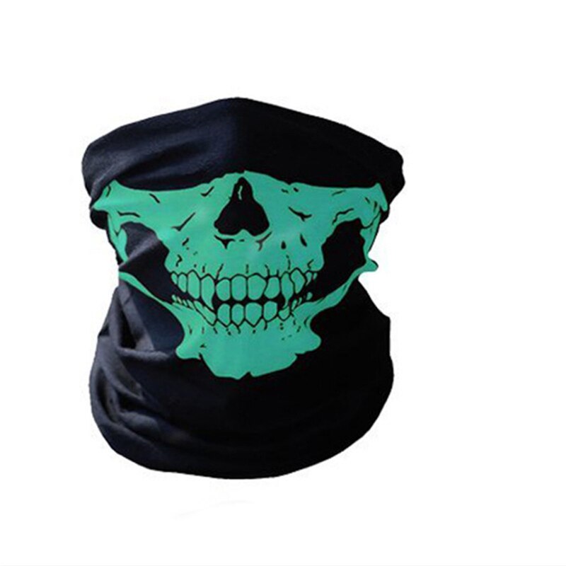 Halloween rekvisitter rædsel kranium kranium turban tørklæde multifunktionel magisk turban udendørs ridning varm maske tørklæde: Grøn kranium