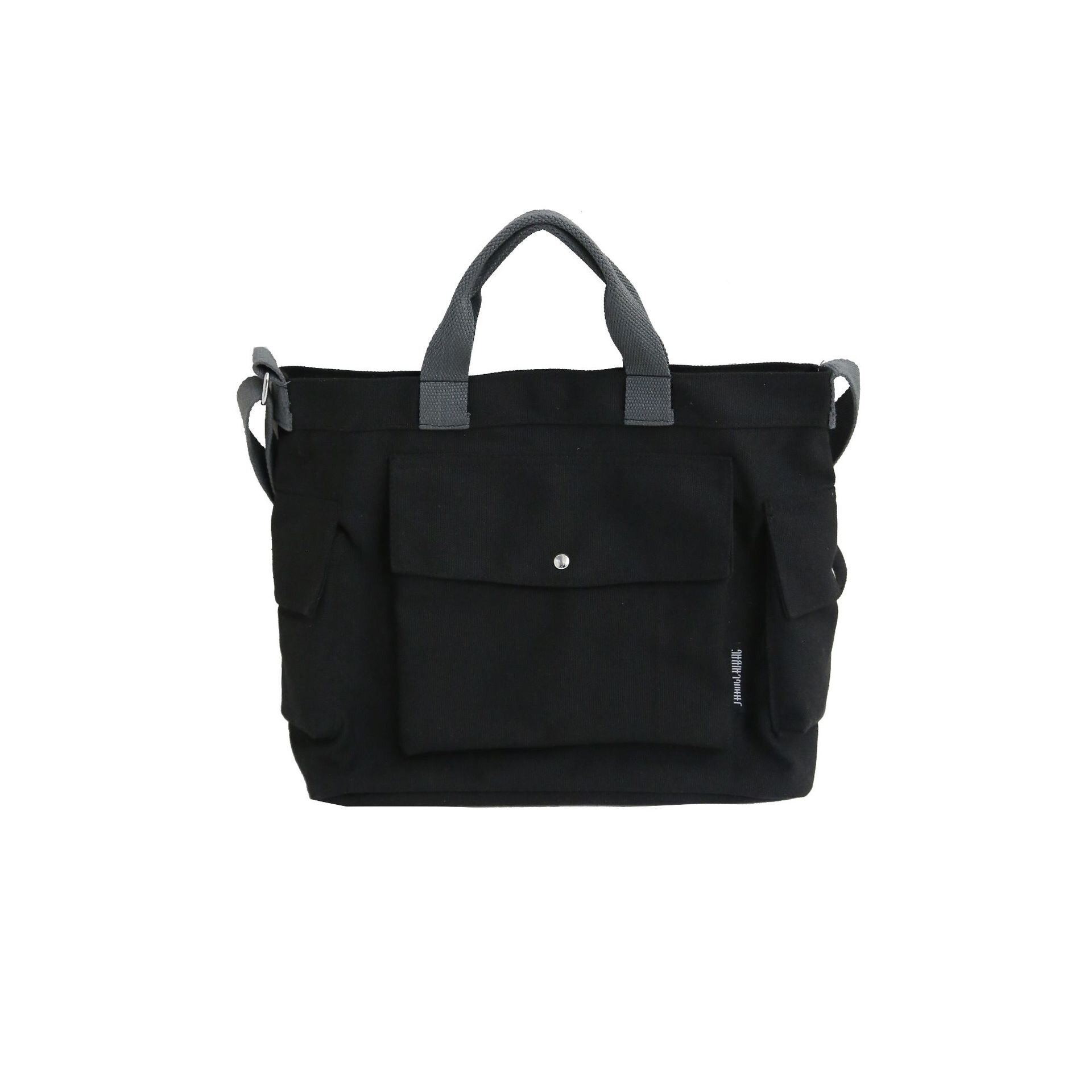 Sacs à bandoulière japonais pour étudiants, sacoche en toile de grande capacité, sac à main Patchwork pour voyage: Black