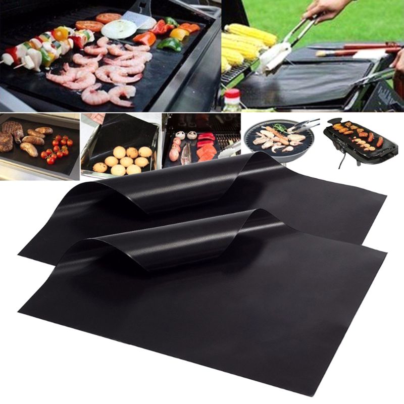 Återanvändbar non-stick bbq grillmatta pad bakplåt bärbar utomhus picknick värmebeständig matlagning grillugn verktyg 0.08mm tjock