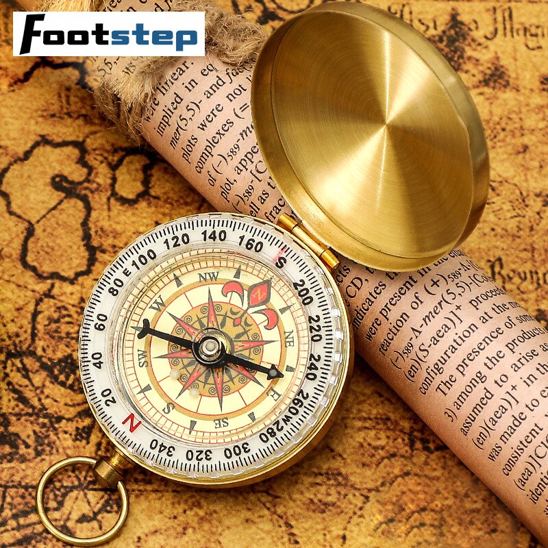 Camping Hiking Pocket Brass Golden Compass Portable Compass Navigation for Outdoor Activities
