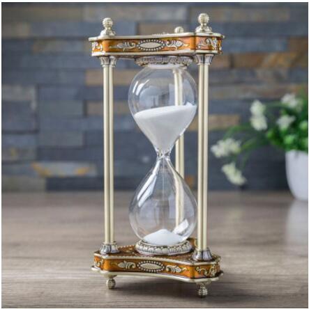 Mode 30 min metalen decoratieve zandloper sablier 30 minuut kleurrijke zandloper voor home decoratie Hg002: bronze yellow