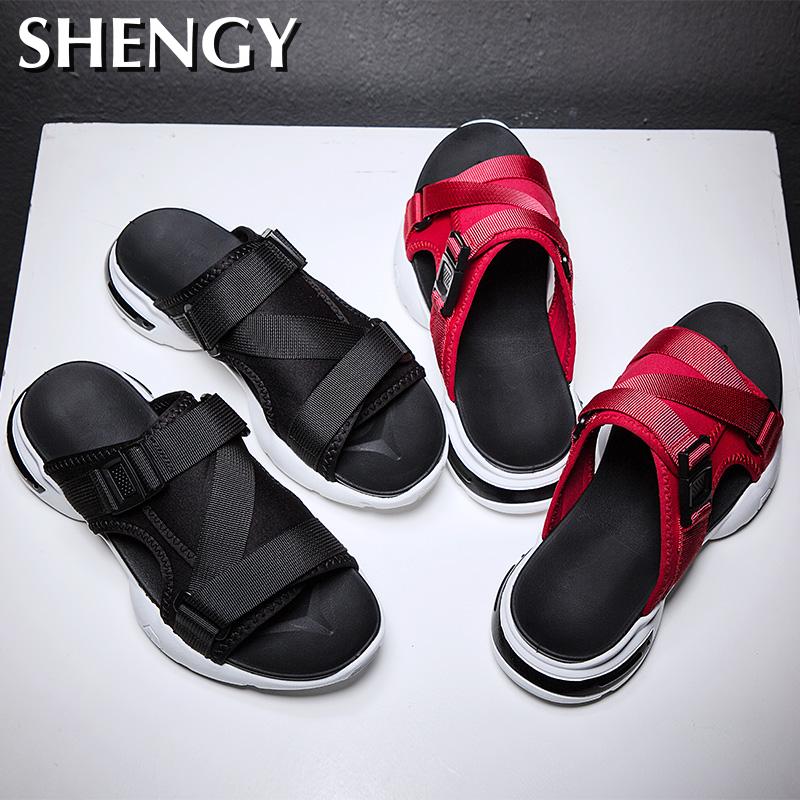 Modieuze Heren Sandalen Open Teen Platform Slippers Mannen Strand Sandalen Romeinse Stijl Zwarte Sandalen Mannen Zomer Mannen schoenen Lui