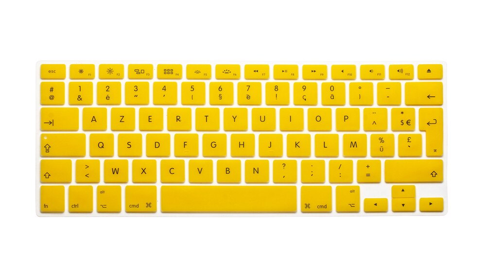 Rygou ranskalainen uk/eu clavier azerty silikoninäppäimistön kuori macbook prolle 13 " 15 " 17 " air 13 tuuman suojakalvo näppäimistölle: Keltainen