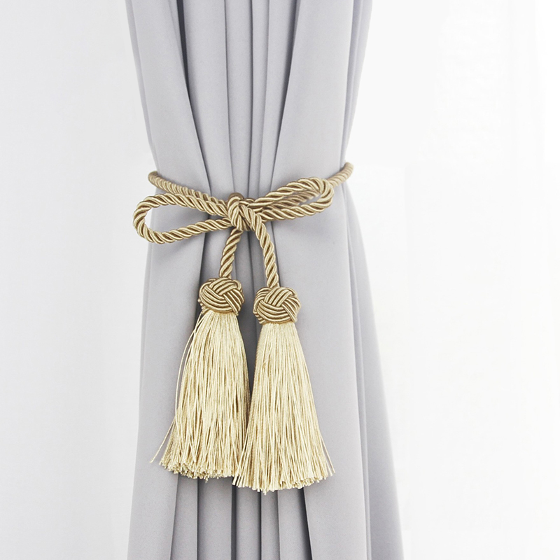 Accesorios de cortina con borlas para decoración del hogar, cuerda de soporte de hebilla de cortina, tejido hecho a mano, 1 par