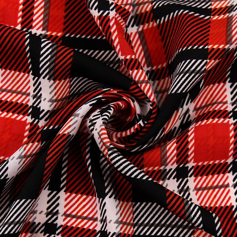 Plaid printed chiffon fabric DIY women's dress fabric
