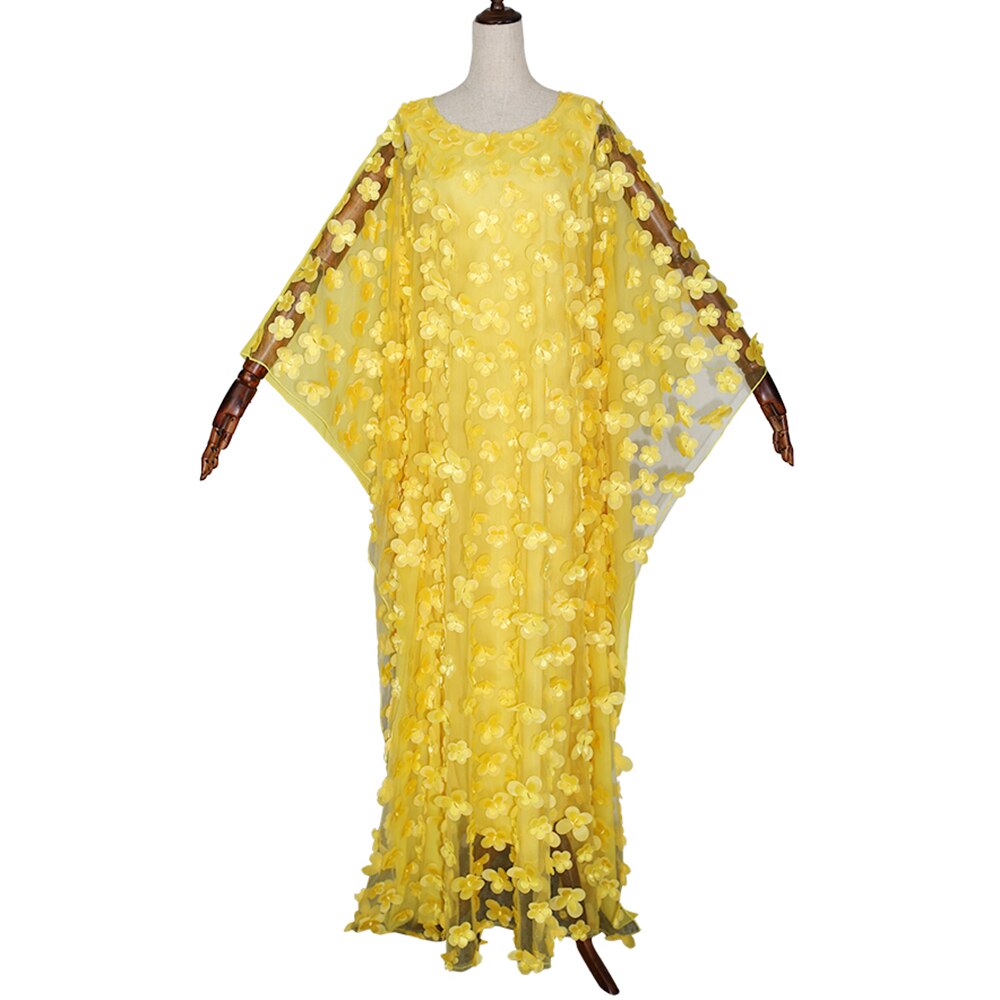 Vestido africano dashiki para mujer, Túnica africana, ropa bazin riche, vestido de flores de ankara de talla grande, novedad de: Yellow