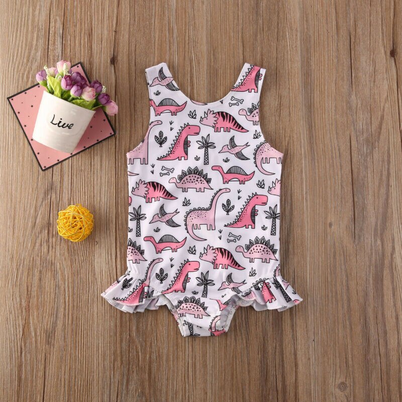 Dessin animé mignon -né enfants bébé fille dinosaure maillot de bain maillot de bain Bikini maillot de bain été plage Outfitsa