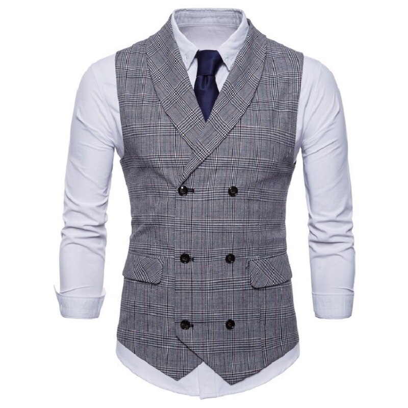 Lovzon merkki puku liivi miesten takki hihaton beige harmaa ruskea vintage tweed liivi kevät syksy plus koko liivi: Vaalean harmaa / 4xl