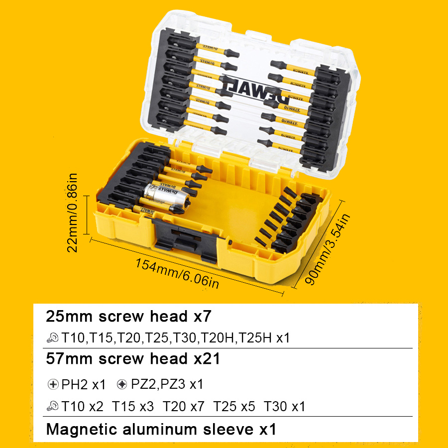 DEWALT Drill Drive Screwdriving Bit Set DT70702 DT70732T-QZ DT70734T-QZ DT70739T DT70748T-QZ DT70758 DW2166 DWACS65: Silver