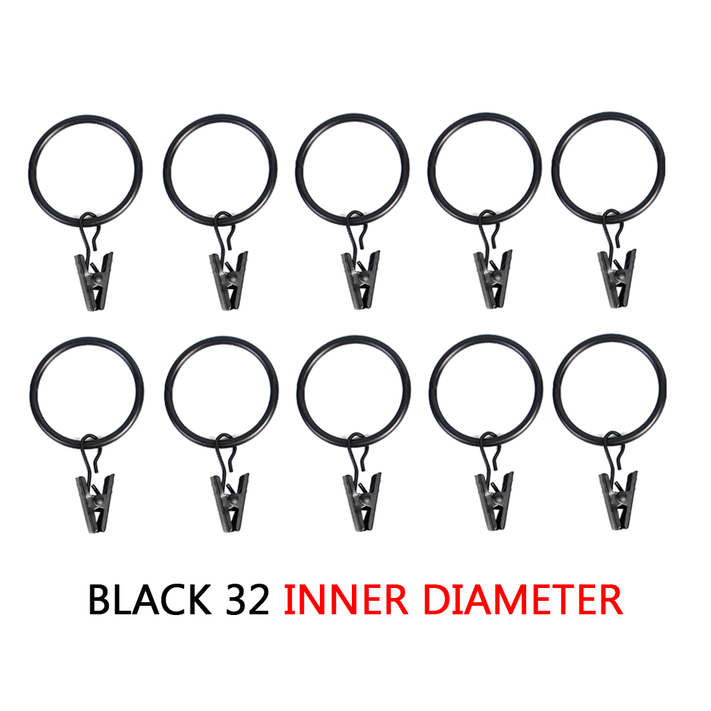 Metal Curtain Rings Clip Drapery Hanger Hooks for Hanging Hat Photo Home Bedroom Bathroom Decorative Shower Curtain Rod Clips: Burgundy / 103-190cm