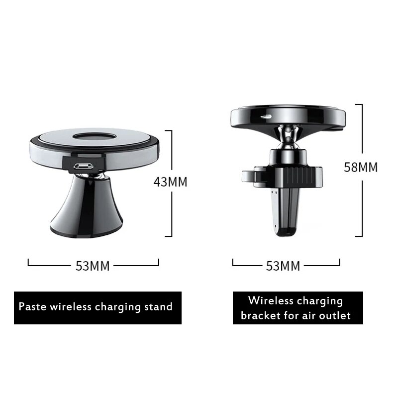 10W Wireless Car Charger - for iPhone 12/11 Pro/SE, Samsung Galaxy S20/S10/S9 - USB Qi Fast Charging with LED Indicator